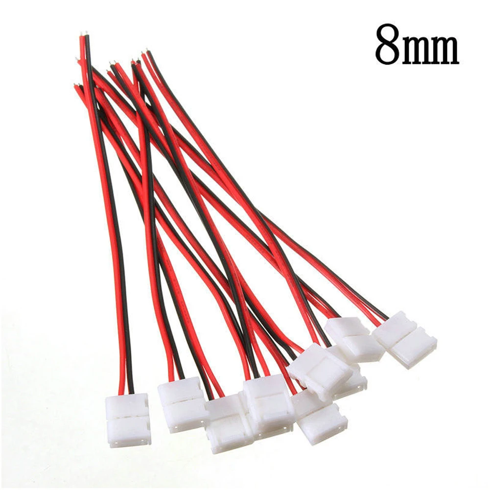 

10x Useful PCB Cable 2 Pin 3528/5050 LED Strip Wire Connector Adapter 8mm/10mm