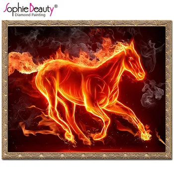 

Diamond Painting Cross Stitch Round Needlework Embroidery Fire Horse Square Handcraft Sophie Beauty Diy Diamond Mosaic Arts Kits