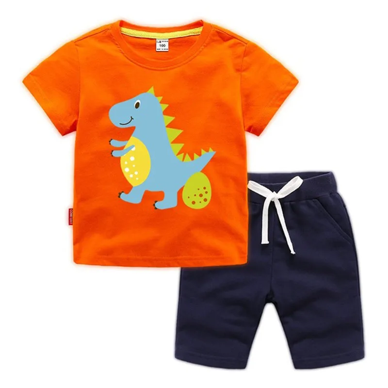 Moggi Cat Enjoy Kids Clothes Active Boys Sets Summer Short Sleeve Shirts+Shorts Pants Dinosaur 2 pieces Clothing Children 2019 (10)