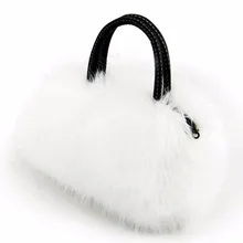 Faux Rabbit Fur Handbags Women PU Leather Classic Size Winter Luxury Solid for Ladies Tote Shoulder