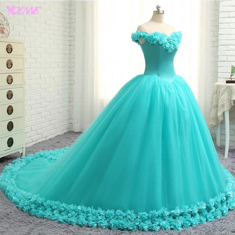 Quinceanera Dresses Ball Gown Off the Shoulder 3D Flowers Sweet 16 Dress Vestidos De 15 Anos