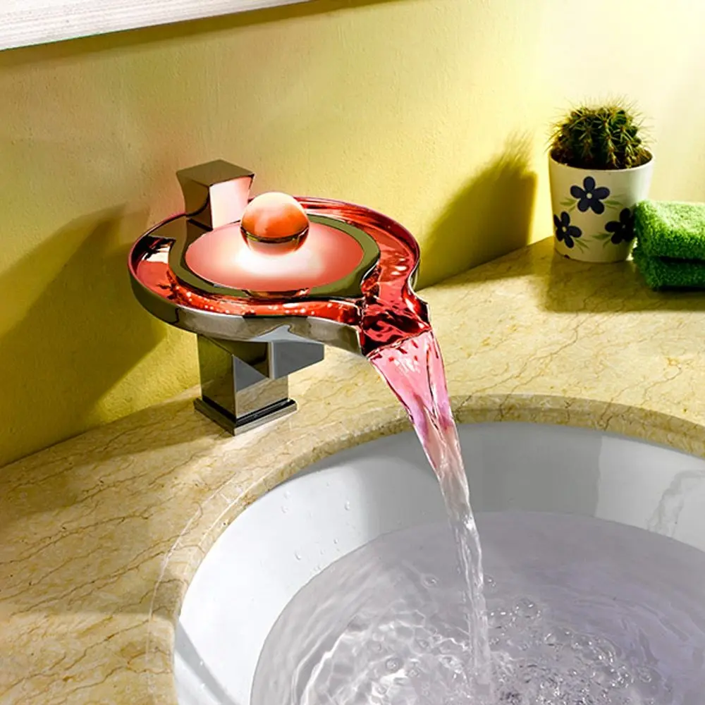 3 вида цветов термохромные кран с подсветкой ванная комната кран смесителя уборная, бассейн, раковина кран медная раковина Нажмите Ванная
