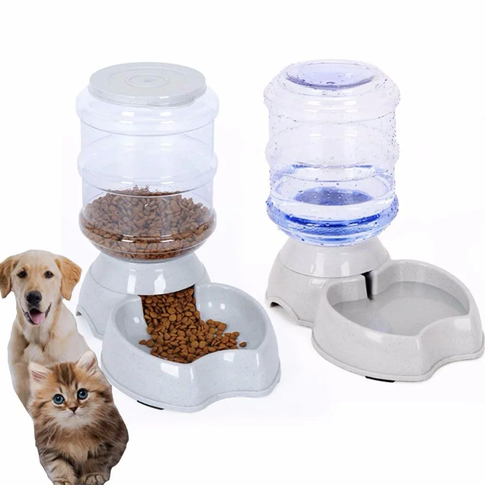Home 3.75L Automatic Pet Feeder Drinking Water Fountains For Cats Dogs Large Capacity Plastic Pets Dog Food Bowl Water Dispenser