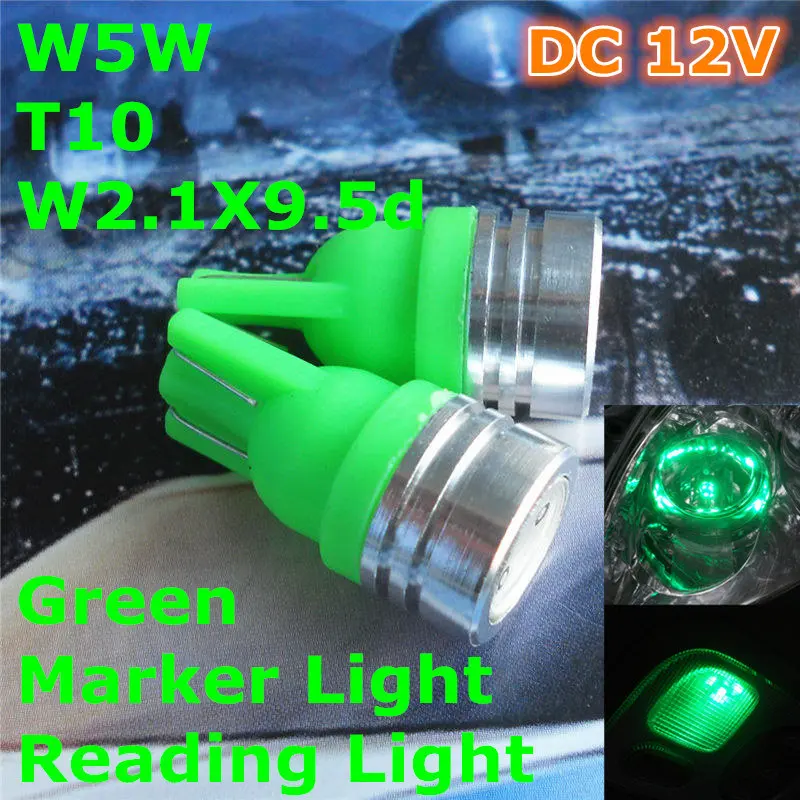 

12V LED Green Color Car Bulb Lamp T10(High Power Flood Lamp)W5W W2.1X9.5d for Trunk Boot Licence Reading Light