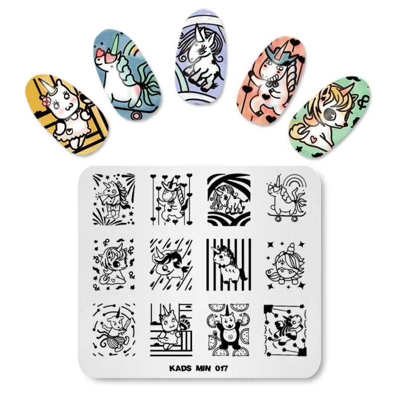 Rolabling Nail Stamping Plates Min Series Horses Nail Decoration Stamp