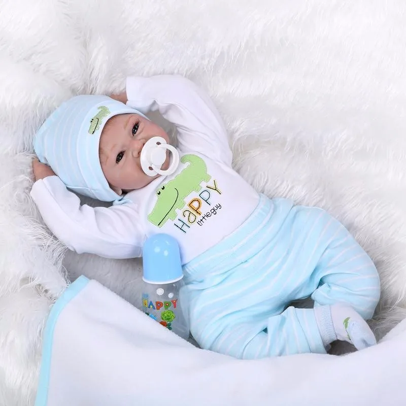 

Free shipping 22 inch reborn baby doll lifelike silicone vinyl Newborn Baby Boy reborn toys reborn for children birthday xmas