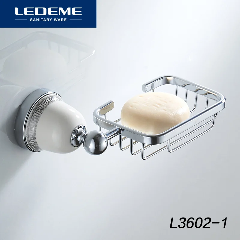 LEDEME мыльница настенные Керамика базы мыльница Chrome Аксессуары для ванной комнаты Алюминий оборудование для ванной L3602-1