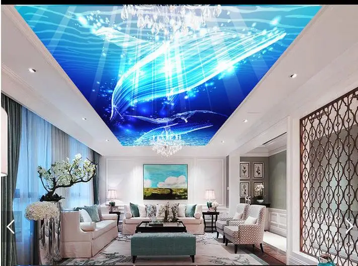 

customized 3d ceiling wallpaper murals 3d wallpaper Dream star dolphins ceiling murals wall paper 3d living room photo wallpaper