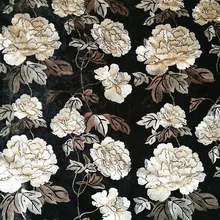 Роскошный полностью вышивка цветочный дизайн черный бархат диван кресло обивка ткань 140 см ширина по метру