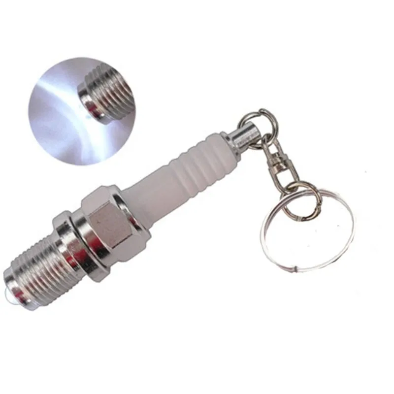 car keychain creative LED key chain spark plug motorcycle key ring auto accessories for bmw ford lada kia vw honda peugeot