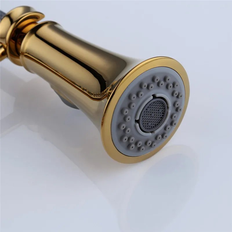 Kitchen Sink Faucets Brass Pull Out/Down Golden Sink Mixer Tap With Spring Hose Single Handle Hot & Cold Kitchen Crane Faucet Kitchen Sink Faucets Brass Pull Out/Down Golden Sink Mixer Tap With Spring Hose Single Handle Hot & Cold Kitchen Crane Faucet