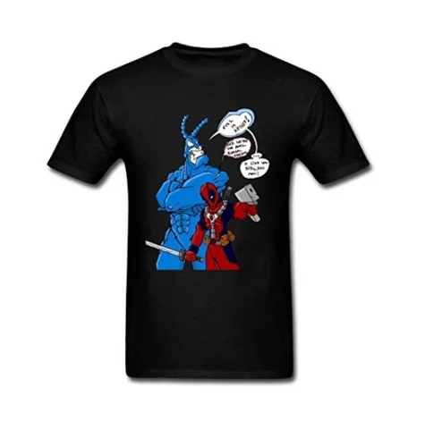 

Art Men's Deadpool And The Tick Team Up Black T shirt New Fashion For Men Short Sleeve top tee