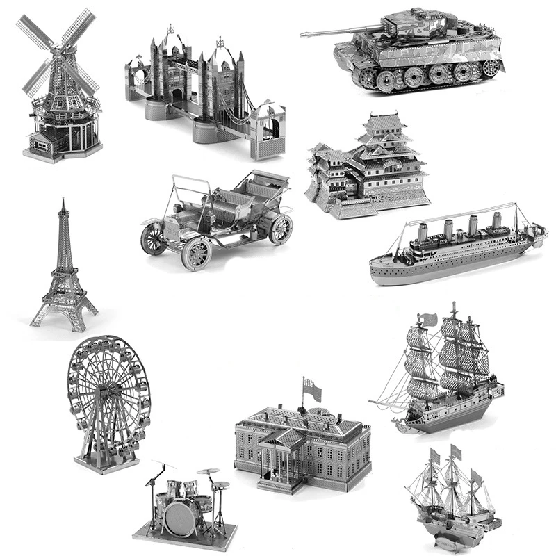 

Piececool Construction 3D Puzzle Eiffel London Bridge Tower of Pisa Dubai Himeji Castle Model Adult Kid