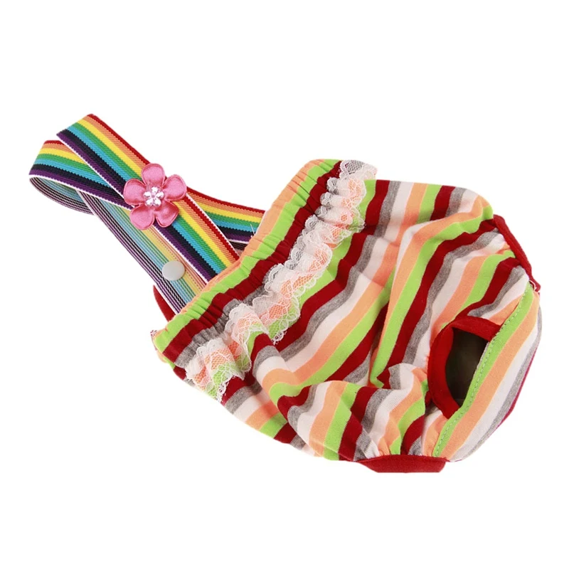 Striped Pet Dog Shorts Diaper Sanitary Physiological Pants Colorful Washable Female Short Panties Menstruation Underwear Briefs - Цвет: A