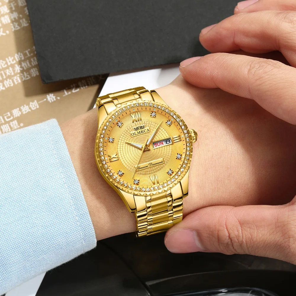 OLMECA Male Clock Military Men 's Watch Fashion Stainless Steel Montre Homme Waterproof Watches Gol