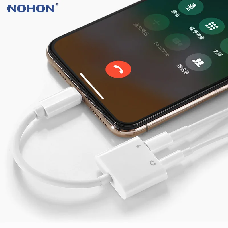 

2 in 1 Splitter Lighting For iphone Xs max Xr X 8 7 plus ipad mini Charger Converter Charging Cable Adapter Earphone Converto