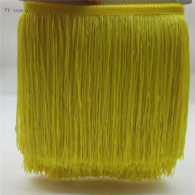 1 ярдов 20 см длинные кружева бахрома отделка полиэстер кисточкой кожи цвет бахрома Обрезка Diy латинское платье одежда аксессуары кружевная лента - Цвет: yellow