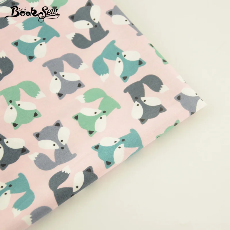 

Booksew Pink 100% Cotton Twill Fabric Foxes Patterns Home Textile Bed Sheet Quilting Tecido For Baby DIY Patchwork Scrapbooking