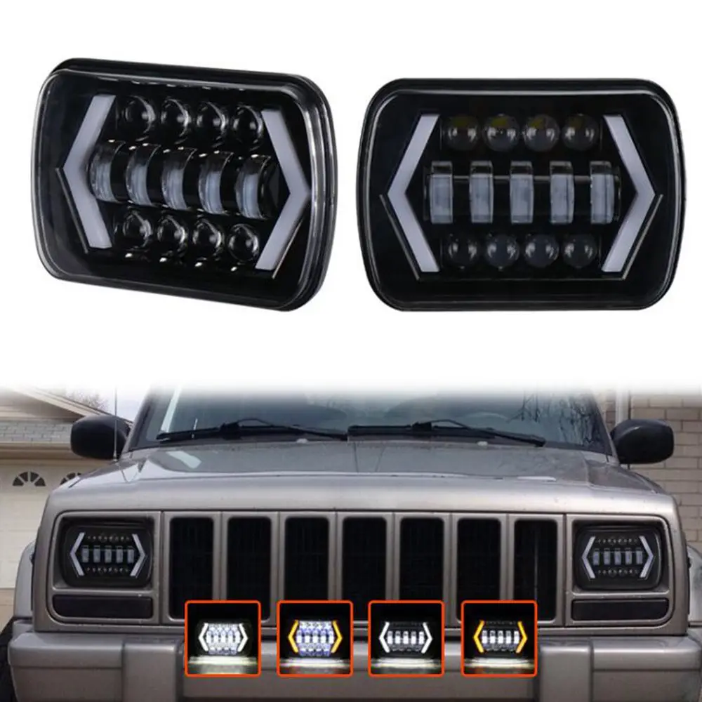 

2Pcs 55W Auto Spot Light for Jeeps Van Trucks Off-road Lighting Square Replacement Led Driving Light 5x7 6x7"