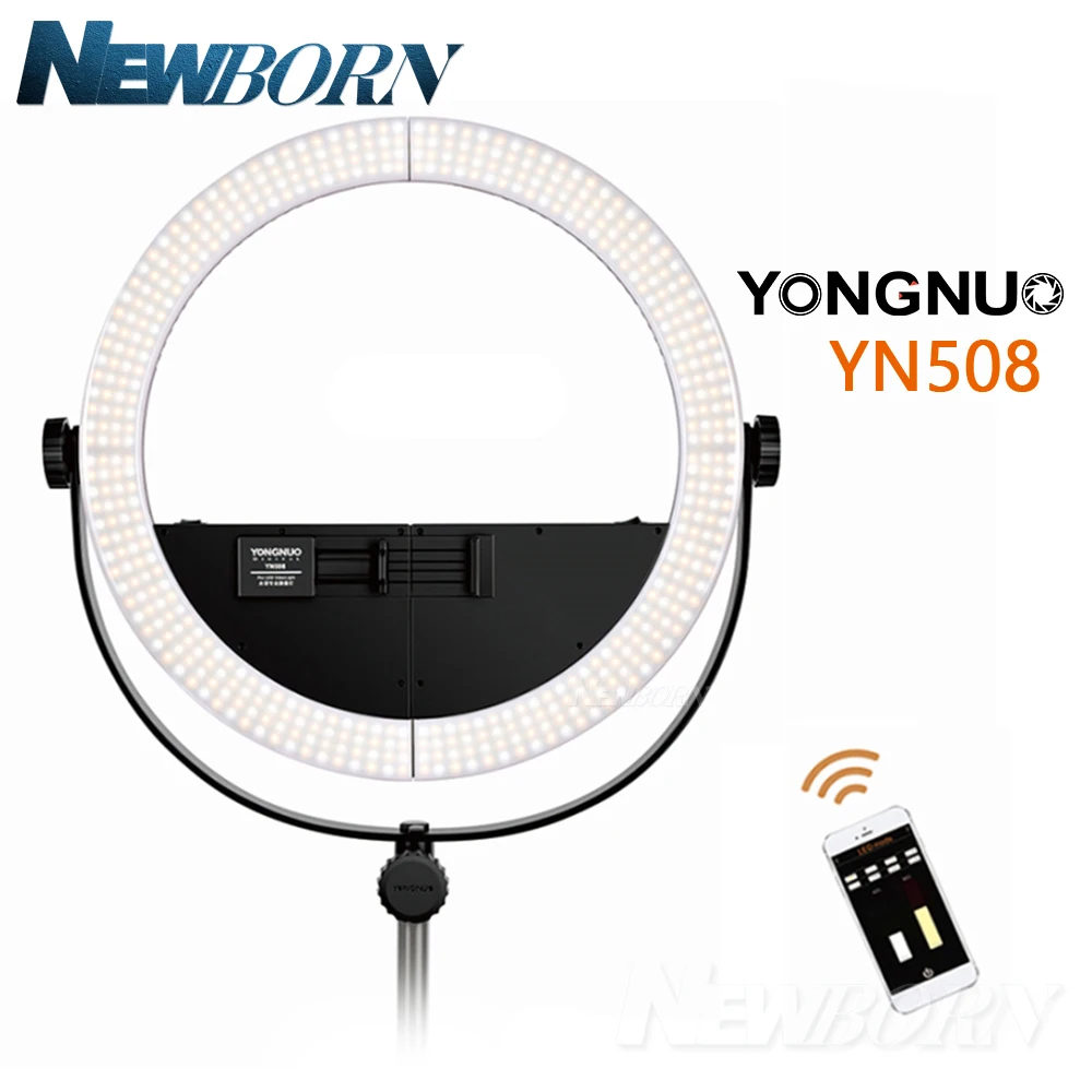 

Yongnuo YN508 Photography Beautify LED Ring Light 3200K to 5500K Bicolor App Control Dimmable Ring Lamp for iPhone X DSLR Camera