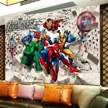 Пользовательские фото обои Avenger Union Hulk Человек-паук 3D стереоскопический кирпичная стена фон живопись художественные настенные наклейки