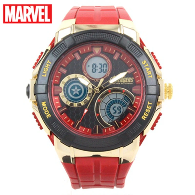 Disney Marvel Мстители для мужчин спортивные часы студент Multi Функция 5ATM водостойкие часы человек супер герой резиновая светодиодный часы