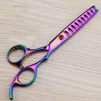 

6inch 10teeth Thinning Shear Scissor 50% Thinning Rate Rainbow Fish Bone Shark Teeth Scissor for Hair Professional Barber Tool