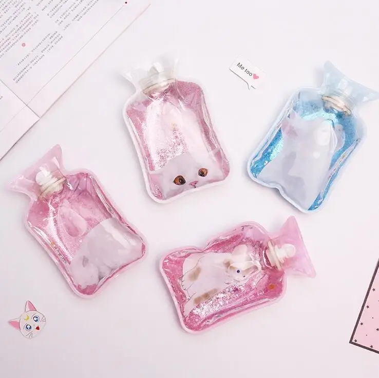 

New Colorful quick sand hot water bottle water small adult female mini warm baby hot warm palace water warm water bag