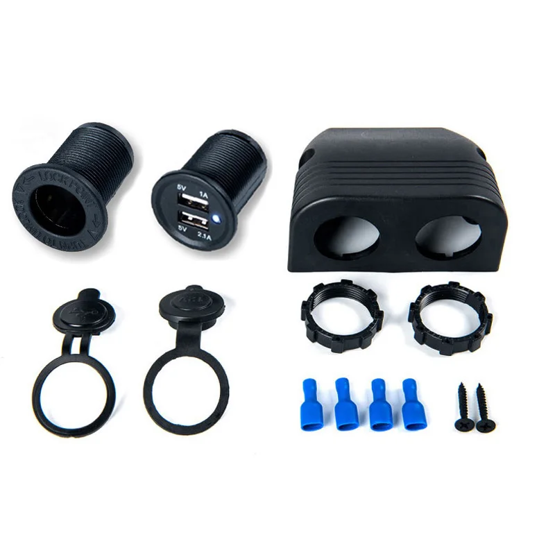 Car-Styling Dual USB Car Charger Cigarette Lighter Power Socket Two Hole Tent Base for Truck Motorcycle Boat ATV | Автомобили и