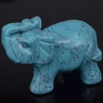 

3 Inch Blue Turquoise Aventurine Crystal Elephant Carved Figurine Stone Chakra Healing Reiki Stone Feng Shui Crafts