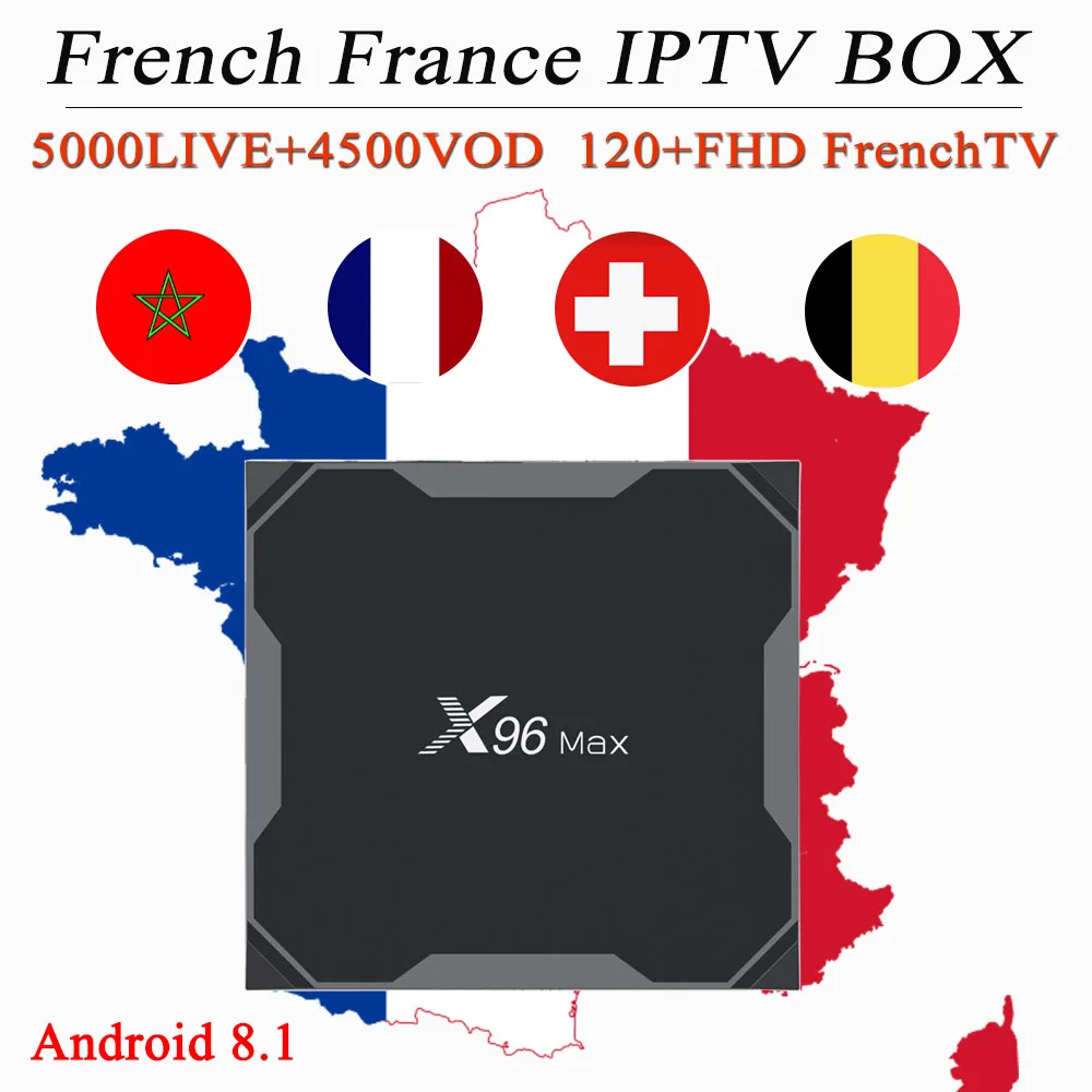 

France iptv box X96 MAX android TV box 8.1 7000Live&8000VOD 1 year French Spain Portugal Sweden Germany UK iptv subscription