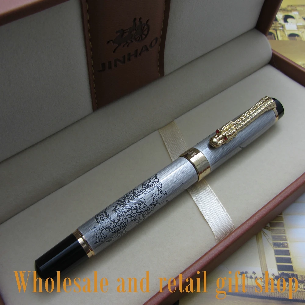 JINHAO K600 гравировка Дракон и клипса с драконом перьевая ручка металлическая подарочная ручка чернильная ручка