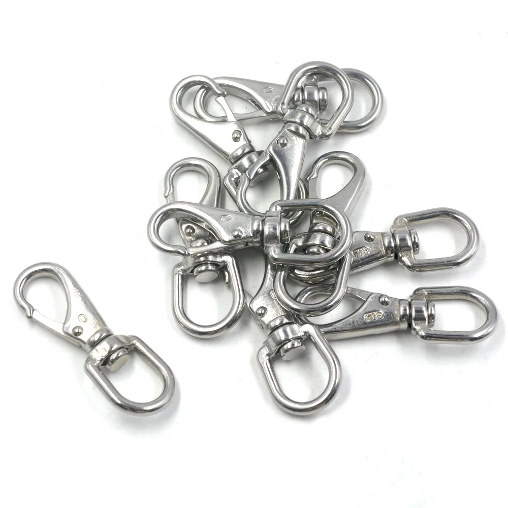 304 Stainless Steel Boat Marine Pet Chains Keychains Swivel Eye Spring Snap Hook 