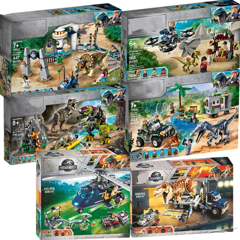 New-Jurassic-World-Tyrannosaurus-Rex-T-Rex-Transport-Triceratops-Building-Blocks-Bricks-Toys-With-Legoinglys-73934