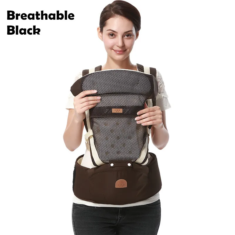 Эргономичный рюкзак переноски детей воздухопроницаемый ребенок рюкзак слинги для младенцев малышей подтяжки кенгуру слингперевозчик - Цвет: breathable black