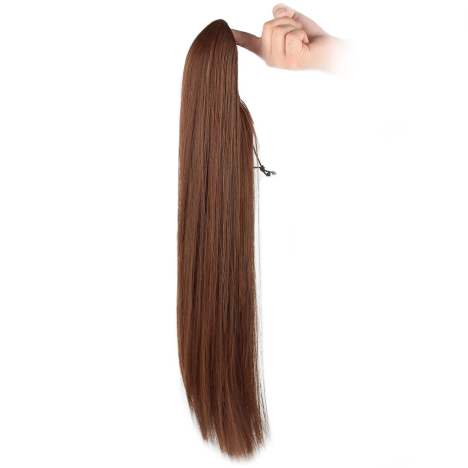 

Pageup 22 Long Straight Drawstring Synthetic Ponytail Clip In Hair Extensions High Temperature Fiber Ponytail Extensions