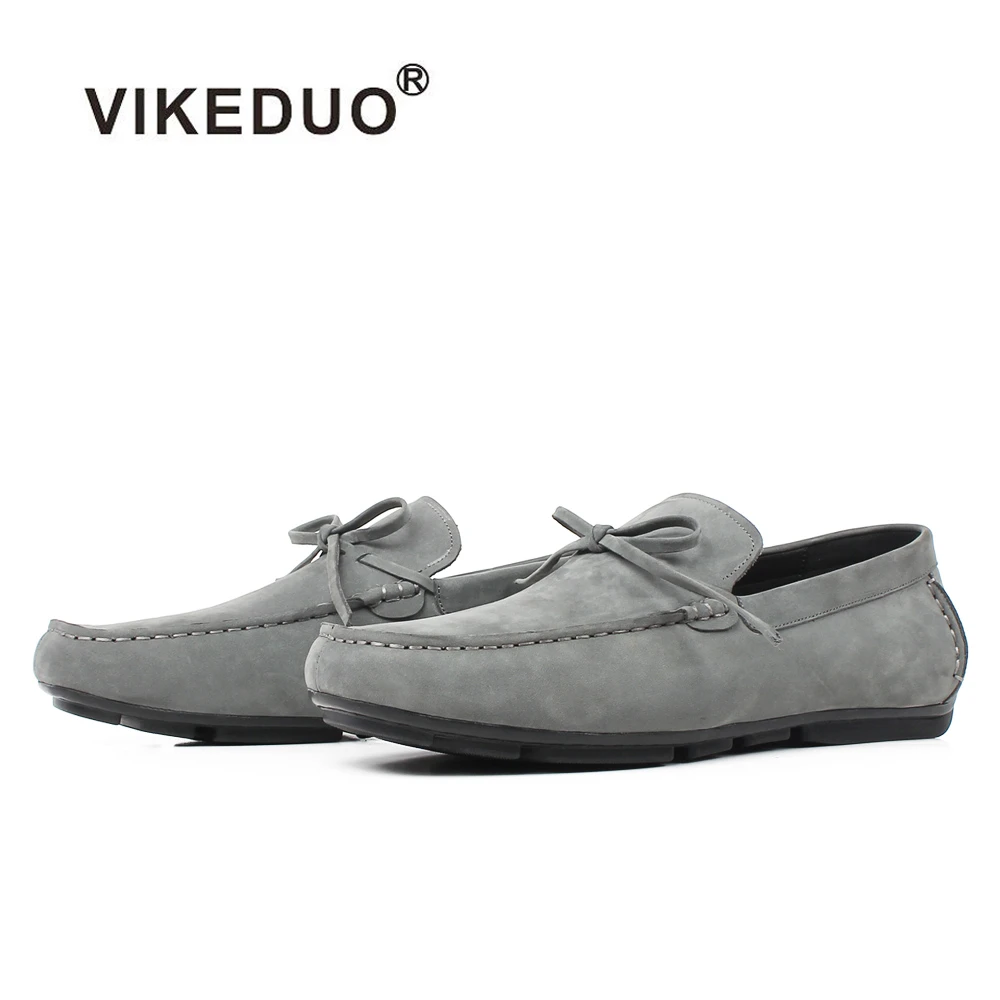 VIKEDUO mocasines ante Hombre, Zapatos informales hechos a mano, color gris sólido, para oficina y novedad de verano|Mocasines| - AliExpress