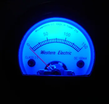 

S52 Round Black DC 150MA Ammeter Blue Backlight Tube Amplifier Tube EL34 300B