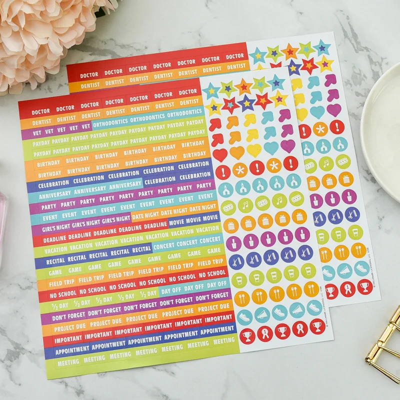 

KSCRAFT 2pc Colorful Self- adhesive Planner Stickers for Scrapbooking/ DIY Crafts/ Card Making Decoration