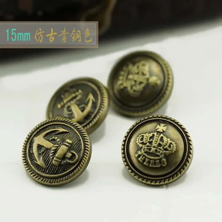 

15MM antique bronze coin anchor / Crown pattern DIY handmade jewelry , clothing accessories and materials