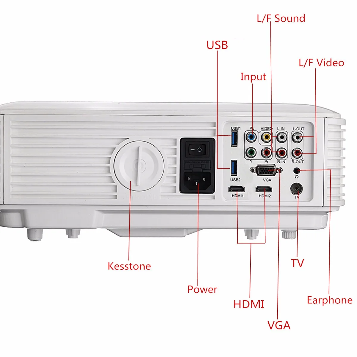 White 3500Lm LED Portable Projector 800x480 Resolution Home Theater Support 1080P USB VGA SD AV White 3500Lm LED Portable Projector 800x480 Resolution Home Theater Support 1080P USB VGA SD AV
