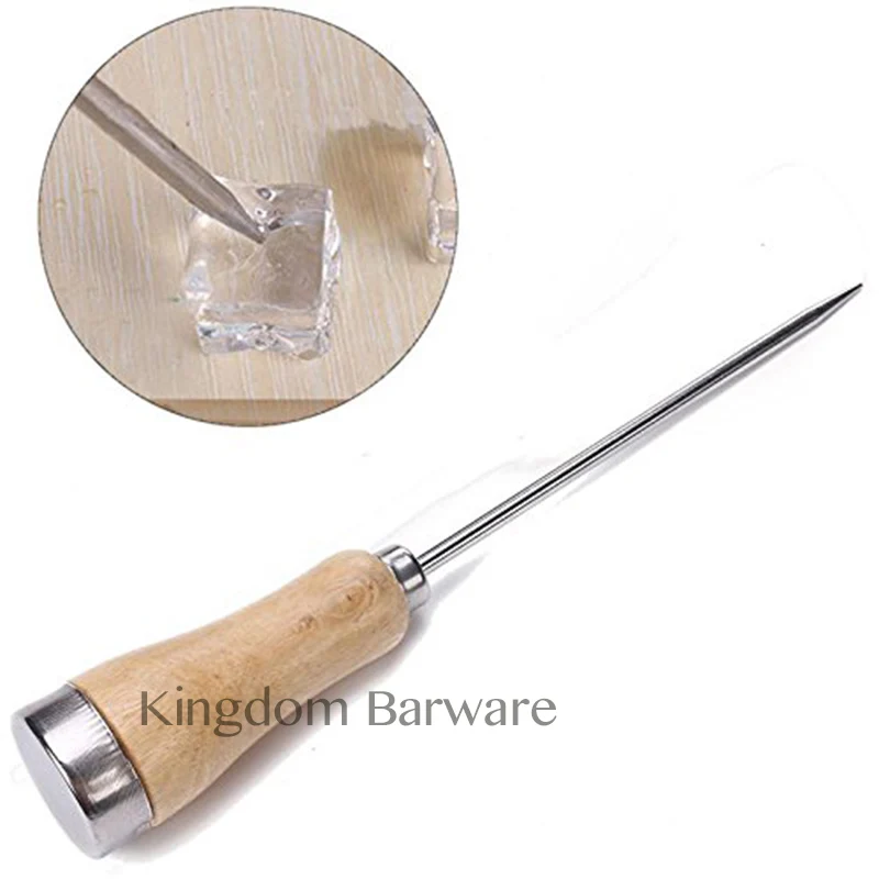 

Vintage Stainless Steel Ice Pick Punch Kitchen Tool Wooden Handle Metal Cover