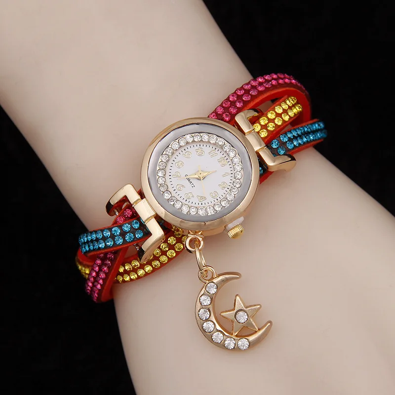

New Fashion 2016 Quartz Watch Women rhinestone Bracelet Wrist Watches For Ladies Dress Watches 8 color optional montre femme