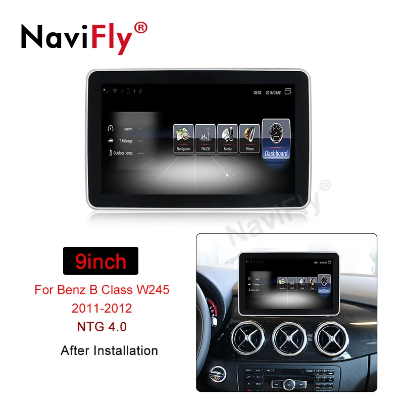 Discount Navifly Android system HD 1280x480 Car multimedia 9inch screen For Benz  B Class W245 2011-2012 car bt wifi 4G radio 0
