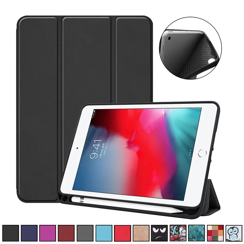 

Case for iPad Mini 4 Mini 5 2019 Smart Cover With Pencil Holder Auto Sleep/Wake For iPad mini5 Funda Silicone Soft Back Shell