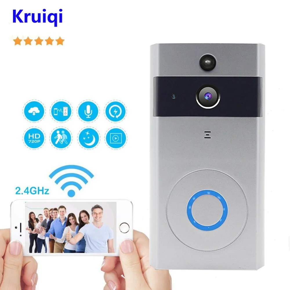 Kruiqi Video Doorbell Camera Wireless 720p Intercom Doorbell With