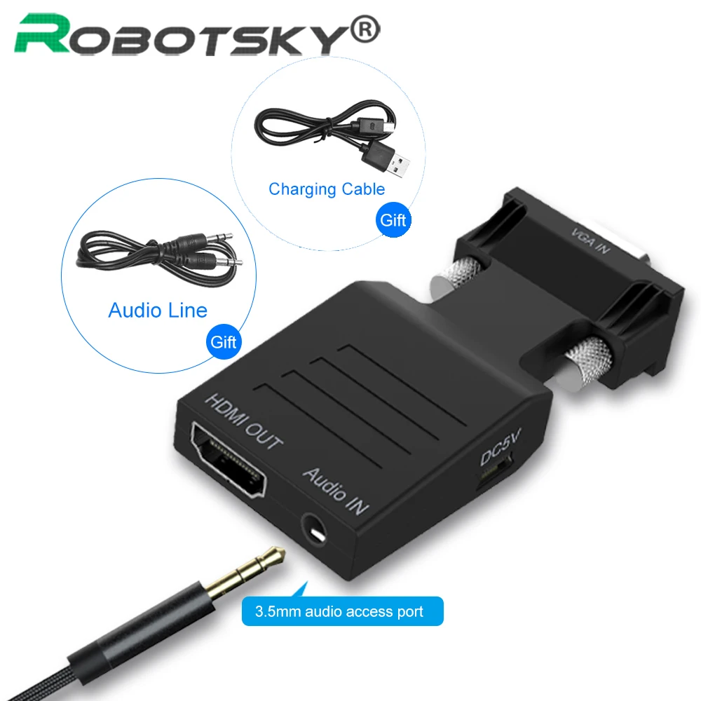 Переходник VGA в HDMI переходник мама папа с аудио адаптером питания поддержка