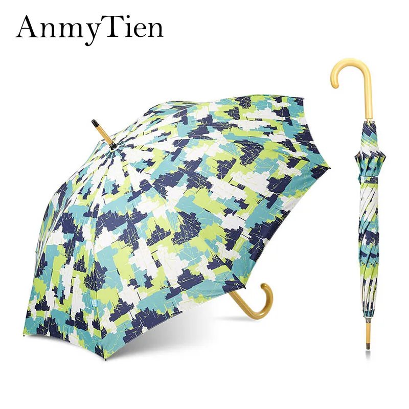 New Woman Double Layers Elegant&Classic Top Quality Long Wooden Handle Umbrella City Memory