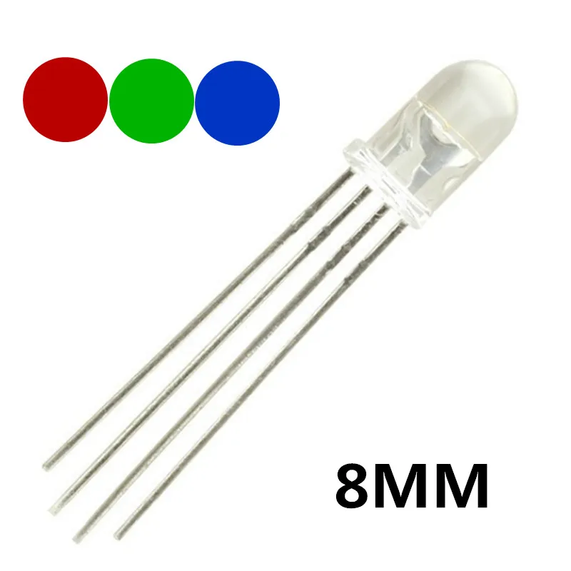 250pcs 8mm Rgb Common Anode Led Diode Light Round Tricolor Red Green