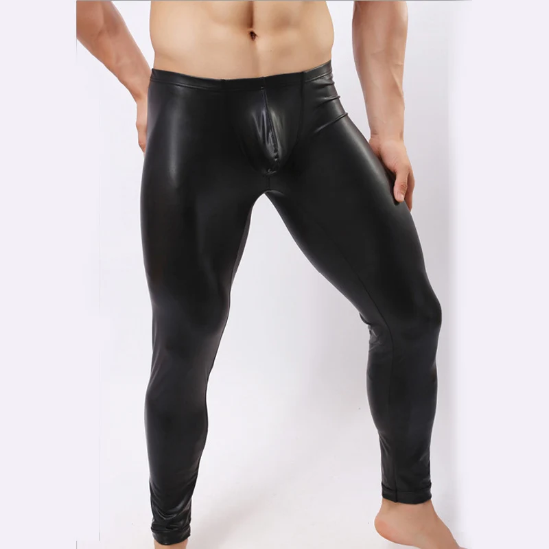 

Sexy Man's Leather Like Yoga Pants Fitness Skiny Tights for Man Sports Underwear Gym Bodywear Man Swimwear Cosplay Dancer Pants